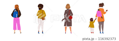 People Characters Standing in Row Back View Vector Illustration Se People Characters Standing in Row Back View Vector Illustration Se 116392373