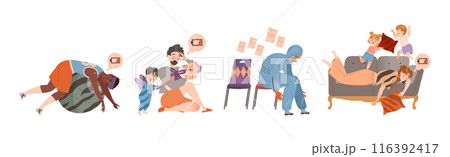 Exhausted Tired People Character with Burnout Syndrome Vector Set Exhausted Tired People Character with Burnout Syndrome Vector Set 116392417
