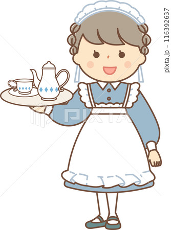 紅茶を運ぶ若いメイドの女性 116392637