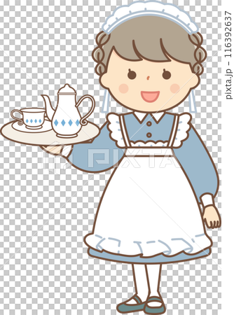 紅茶を運ぶ若いメイドの女性 116392637