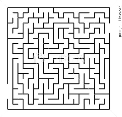Maze shape design element. There is one entrance and exit and one correct path, but many paths lead to dead 116392871