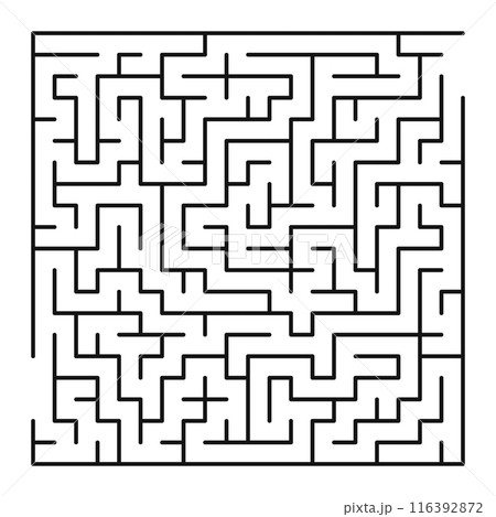 Maze shape design element. There is one entrance and exit and one correct path, but many paths lead to dead 116392872