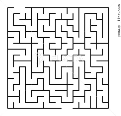 Maze shape design element. There is one entrance and exit and one correct path, but many paths lead to dead 116392880