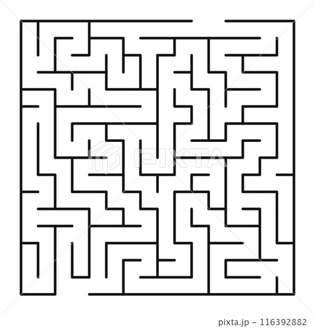 Maze shape design element. There is one entrance and exit and one correct path, but many paths lead to dead 116392882