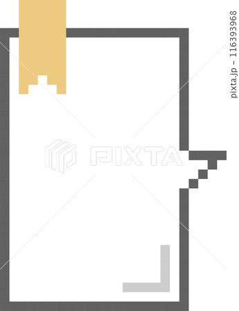 8bit retro game pixel speech bubble balloon with bookmark, icon sticker memo keyword planner text box banner, flat png isolated transparent element design 116393968