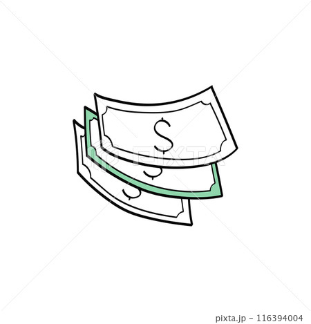 Banknotes with dollar sign. Vector icon in outline style. Banknotes with dollar sign. Vector icon in outline style. 116394004