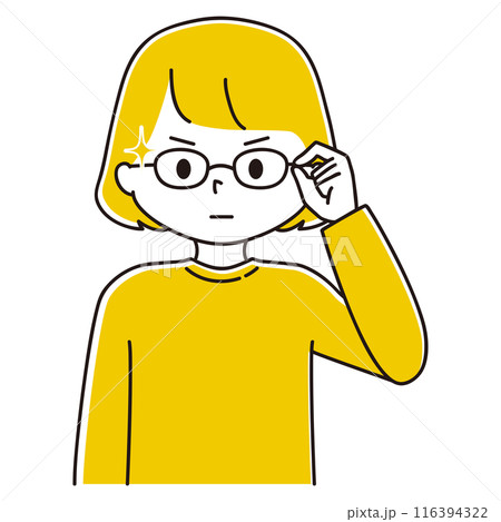 かっこよく眼鏡を上げる女性のイラスト 116394322