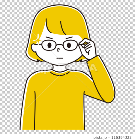 かっこよく眼鏡を上げる女性のイラスト 116394322