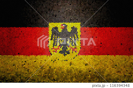 German flag with coat of arms lined with small mosaics 116394348