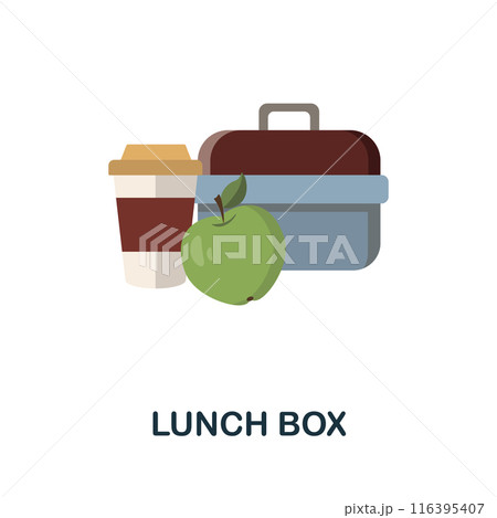 Lunch Box flat icon. Colored sign from take away service collection. Creative Lunch Box icon illustration for web design, infographics and more 116395407