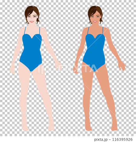 一位年輕女模特兒穿著泳衣曬黑前後的插圖集 - 海賊王 03 116395926