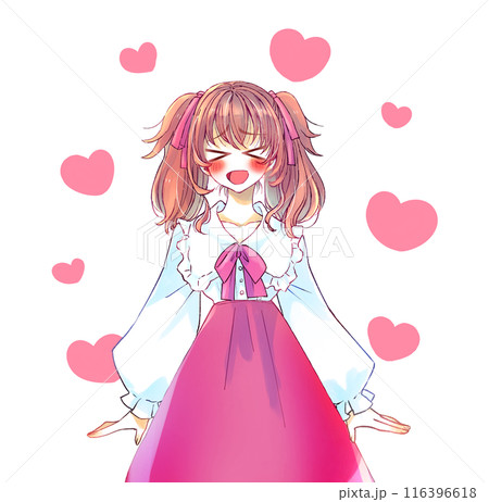 ロリータ服の女性 興奮 赤色 ハート ロリータ服の女性 興奮 赤色 ハート 116396618