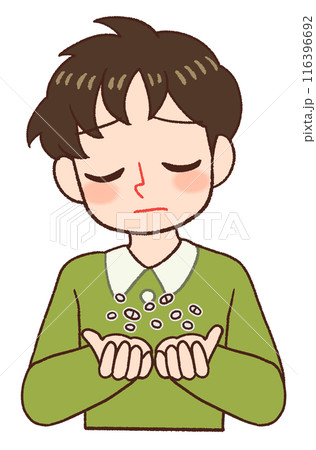 薬に頼る子供のイラスト、オーバードーズ 116396692