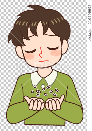 薬に頼る子供のイラスト、オーバードーズ 116396692