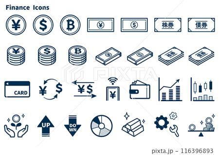 金融関連のシンプルなアイコン 金融関連のシンプルなアイコン 116396893