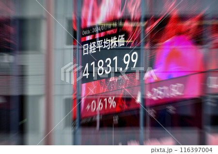 日本の東京都市景観4万1831円99銭と2日連続史上最高値更新…株価ボード/終値=10日、日本橋兜町 日本の東京都市景観4万1831円99銭と2日連続史上最高値更新…株価ボード/終値=10日、日本橋兜町 116397004