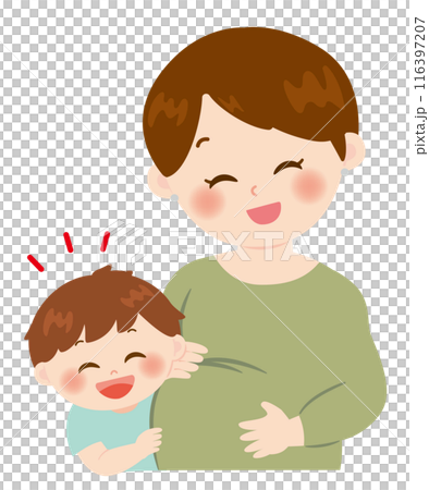 Pregnant woman and child character illustration 116397207