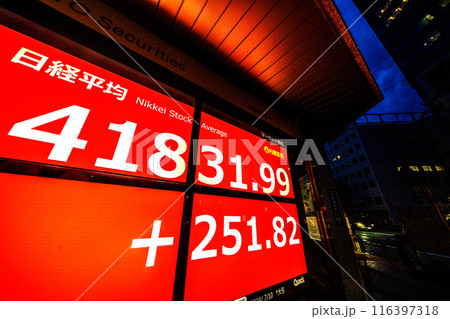 日本の東京都市景観4万1831円99銭と2日連続史上最高値更新…株価ボード/終値=10日、日本橋兜町 日本の東京都市景観4万1831円99銭と2日連続史上最高値更新…株価ボード/終値=10日、日本橋兜町 116397318