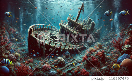 海底の難破船 116397479