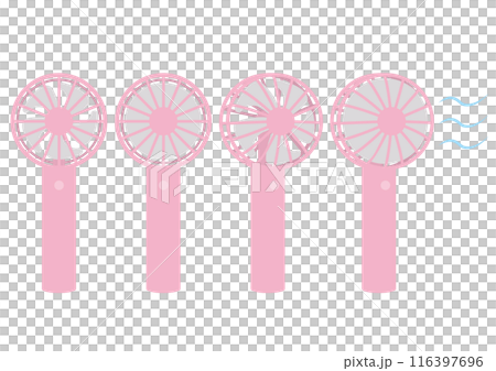 ハンディーファンのイラストのセット_ピンク 116397696