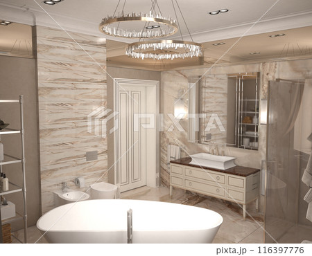 bathroom, interior visualization, 3D illustration bathroom, interior visualization, 3D illustration 116397776