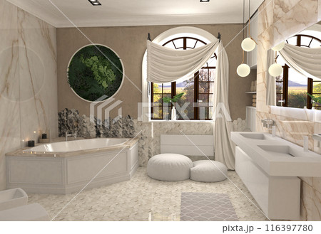 bathroom, interior visualization, 3D illustration 116397780