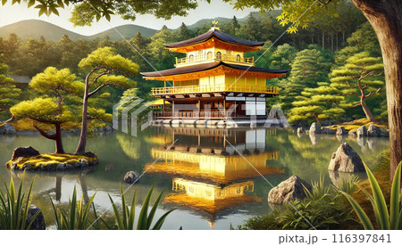 京都の金閣寺 116397841