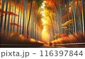 京都の嵐山竹林の秋景色 116397844