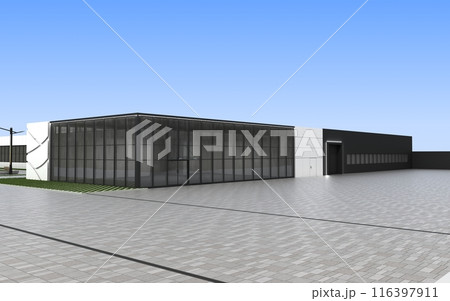 3d render exterior mall, exterior visualization, 3D illustration 116397911