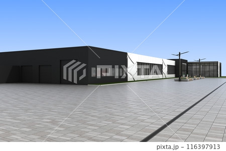 3d render exterior mall, exterior visualization, 3D illustration 116397913
