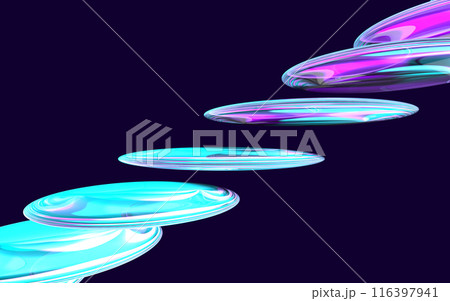 虹色に耀くレンズ群の3Dイラストレーション 虹色に耀くレンズ群の3Dイラストレーション 116397941