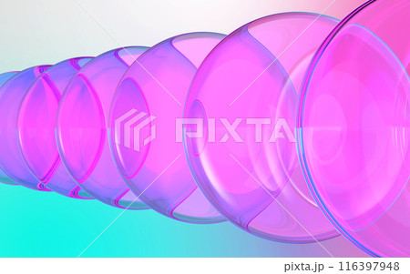 虹色に耀くレンズ群の3Dイラストレーション 虹色に耀くレンズ群の3Dイラストレーション 116397948