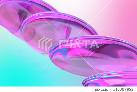 虹色に耀くレンズ群の3Dイラストレーション 116397952