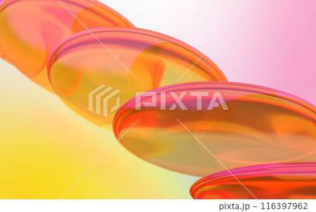 虹色に耀くレンズ群の3Dイラストレーション 116397962