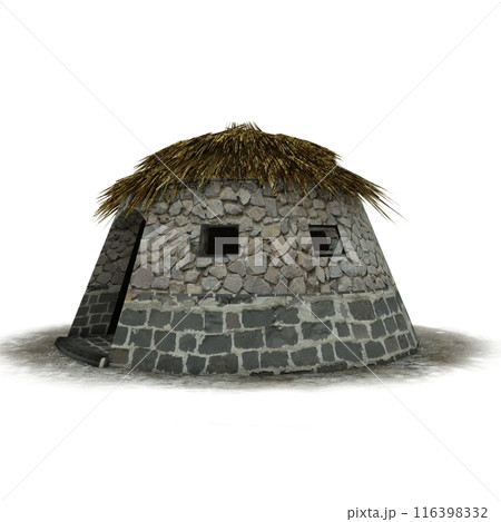 ancient house isolated on white background, medieval building, 3d visualization, illustration ancient house isolated on white background, medieval building, 3d visualization, illustration 116398332