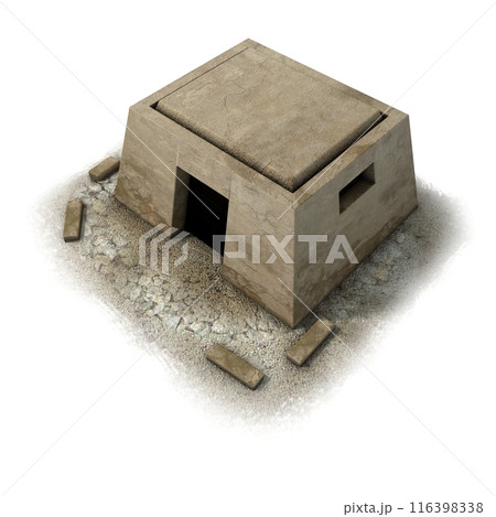 ancient house isolated on white background, medieval building, 3d visualization, illustration 116398338