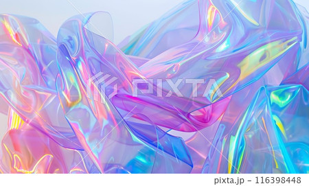 Abstract Holographic Fluid Background with Pastel Colors and Light Reflections 116398448