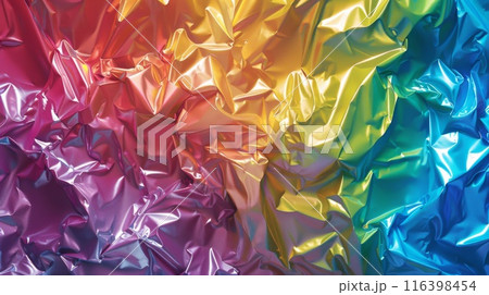 Colorful Wrinkled Abstract Metallic Background with Gradient Shades 116398454