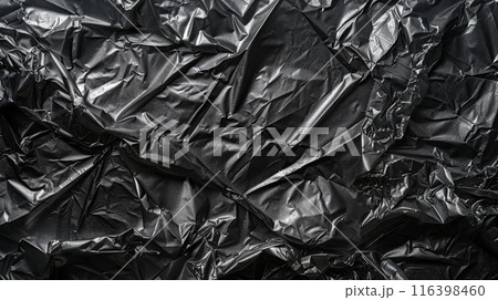 Wrinkled Black Plastic Texture Background for Modern Abstract Design and Creative Projects 116398460