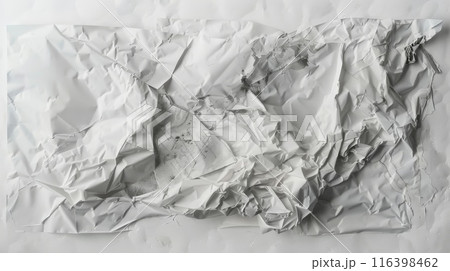 Crumpled White Paper Background. Abstract Textures and Artistic Wrinkles 116398462