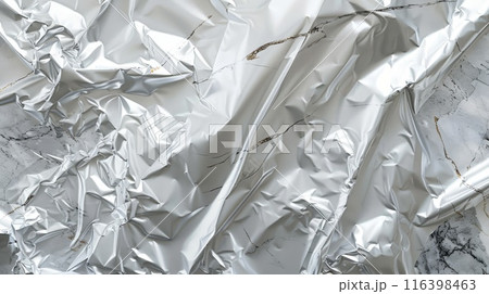 Crumpled Silver Foil Texture 116398463