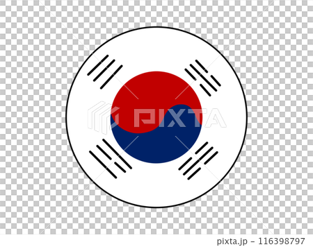 圓形韓國國旗圖示的插圖 116398797