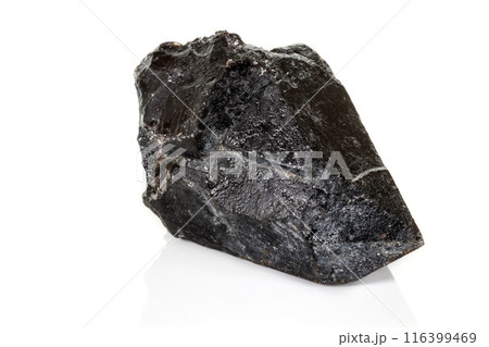 Macro mineral stone morros smoky quartz, morion rauchtopaz on a white background 116399469