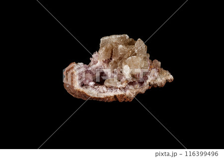 Macro mineral stone Pink Amethyst on a black background Macro mineral stone Pink Amethyst on a black background 116399496
