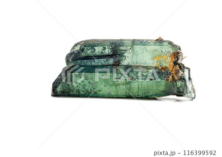 Macro stone Vivianite mineral on white background Macro stone Vivianite mineral on white background 116399592