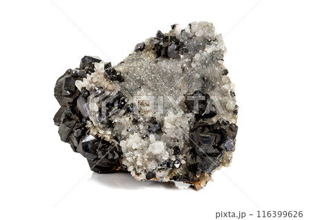 Macro stone mineral Galena on white background Macro stone mineral Galena on white background 116399626
