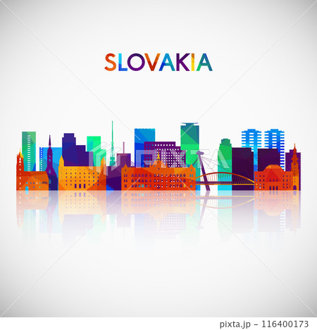 Slovakia skyline silhouette in colorful geometric style.  116400173