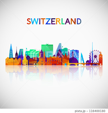 Switzerland skyline silhouette in colorful geometric style.  116400180