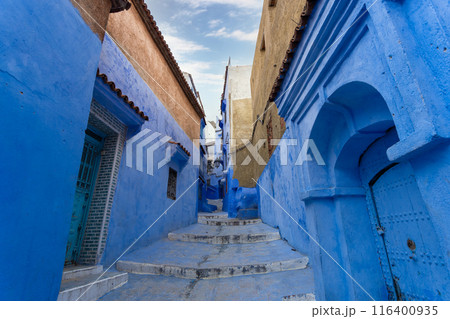 Enchanting Blue Alleyways of Chefchaouen, Morocco. Enchanting Blue Alleyways of Chefchaouen, Morocco. 116400935