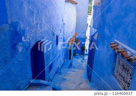 Enchanting Blue Alleyways of Chefchaouen, Morocco. Enchanting Blue Alleyways of Chefchaouen, Morocco. 116400937